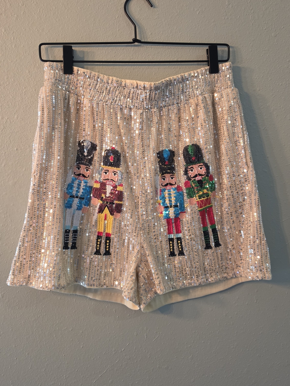 WHY Dress Sequin Nutcracker Shorts Women's Large Holiday Christmas Sparkle
